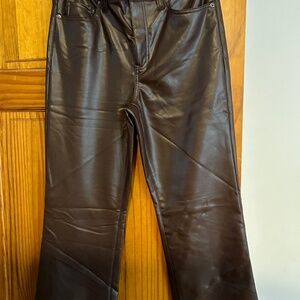 Chocolate brown pleather crop pant never worn